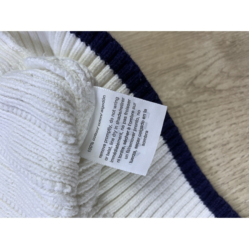 Tommy Hilfiger Sweater Womens Med White Cable Knit Cotton Classic Preppy Tennis - Picture 16 of 16